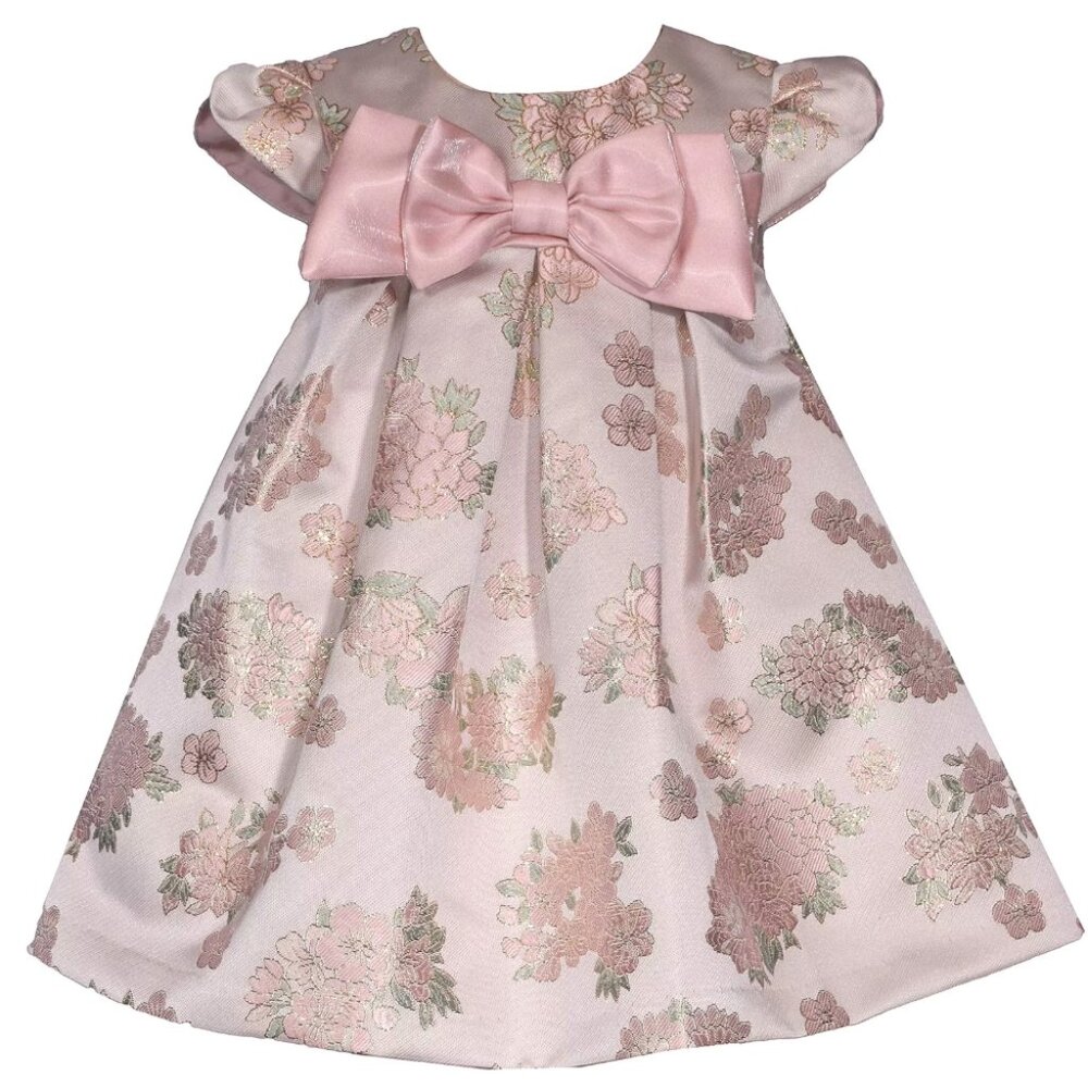 NWT Bonnie Jean Girls 2T-4T Pink Bow Front Pleated Trapeze Dress